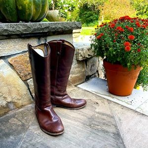 FRYE cognac Leather Melissa Button Riding Boots